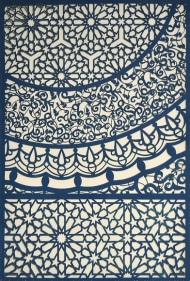 Anila Quayyum Agha INTERSECTIONS TEAL 2016 Embroidery and encaustic on laser-cut paper 22 x 14.5 in.