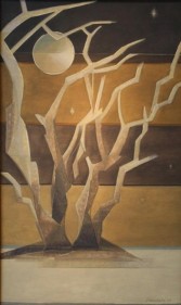 Jehangir Sabavala STAG ANTLERED TREES II 2001 Oil on canvas 50 x 30 in.