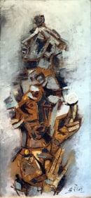 M. F. Husain MASKS 1964 Oil on canvas 48 x 20 in.