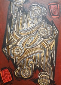 Sadequain PLAYING CARDS 1968 Oil on canvas 53 x 39 in.