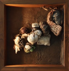 Sudipta Das  Shelter - 4, 2019  Hanji Paper, Rice Paper, Water Color on Board  13.19h x 13.19w x 5.31d in