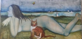 Anjolie Ela Menon Nude 2016 Oil on board 24 x 48 in.