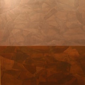 Yogesh Rawal BIRDS EYE VIEW 2006 Tissue paper, cellulose &amp; synthetic resin on wood 48 x 48 in.