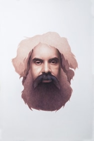 Irfan Hasan Head of Ayaz Jokhio, Homage to Sani Ol Molk 2016 Opaque watercolor on paper 22 x 15 in.