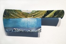 Adeela Suleman   I Will Meet You By The Water - 5  2017  Metal Cleaver with Enamel Paint and Hardener    5.5 x 12.5 in.