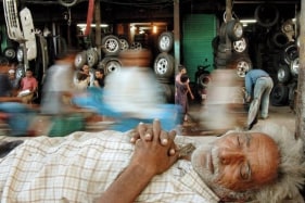 Raghu Rai A Bazar Sence Old Delhi Edition of 10 2006 Digital scan of photographic negative on archival paper 20 x 30 in.