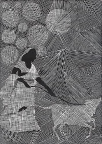 Hasnat Mahmood BACK TO BASICS IV 2009 Drawing on scratch board 7 x 5 in.
