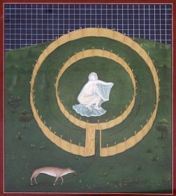 Waseem Ahmed UNTITLED (FOX AND GIRL) Gouache on wasli 12 x 10 in.