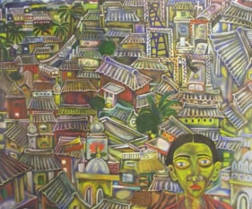 Nandini Goud VOTE FOR CONGRESS Oil on canvas 81 x 69 in.