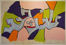 Shezad Dewood MOTHER FUCKER LOVE (DYPTICH) 2005 Oil on board 7 x 3 ft.