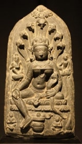 Pala Manasa Bangladesh Black chlorite c. 11th Century 14 in.
