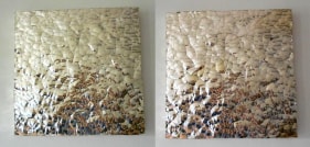 Anjali Srinivasan TWO PARTS TO A WHOLE (DIPTYCH) 2011 Convex mirror glass and silicone on canvas 16 x 32 in.