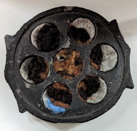 Melissa Joseph  My Favorite Appam-wallah, 2022  Needle felted wool in found stone idli mould  10h x 9.50w x 2d in