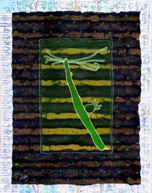 Talha Rathore A BOUNDLESS SEA II 2007 Gouache and Block Print on Wasli 14 x 11 in.  SOLD