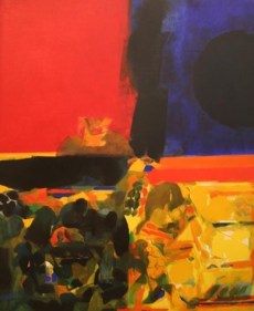 S.H. Raza LES QUATRE HORIZONS 1969 Acrylic on canvas 39.5 x 31.75 in.  SOLD