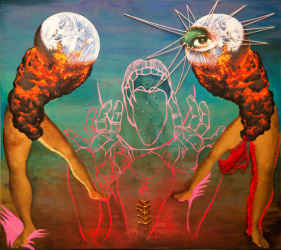 Chitra Ganesh  Earth Babies, 2011  mixed media on canvas  14h x 20w in