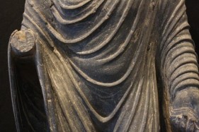Standing Buddha Ancient Region of Gandhara Grey schist 2nd/3rd Century 24 in.