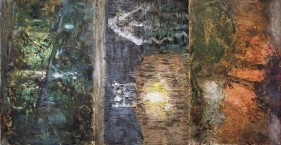 S.D Shukla PAINTING 4 (TRIPTYCH) 2007 Ink on paper 11 x 21 in.