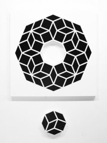 Aakash Nihalani WHOLE 2 2012 Acrylic on wood 36 x 36 in. (Image courtesy of Jonathan LeVine Gallery)