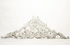 Corinthian Dhaka, 2025, Gold leaf, graphite on paper