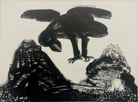 K. Laxma Goud (b. 1940), Untitled (Bird Between City), 1976