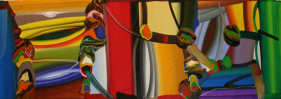 Bose Krishnamachari STRETCHED BODIES 33 2007 Acrylic on canvas 36 x 96 in.