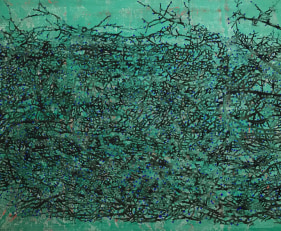 G. R. Iranna  Eternal Flowers, 2017  Acrylic on tarpaulin  54 x 66 in