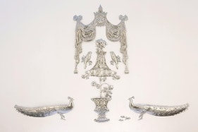 Adeela Suleman UNTITLED 2 (PEACOCKS WITH DRAPES) (Ed. of 3) 2010 Steel 102 x 140 in.