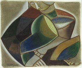 Neeraj Goswami PRATEEKSHA (WAITING) 2006 Mixed media on paper 11.5 x 14.5 in.  SOLD