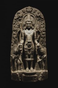 Vishnu Pala Black chlorite c. 11th Century 33.25 in.