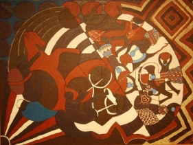 Uzo Egonu EXODUS Oil on canvas 1970 42 x 56 in