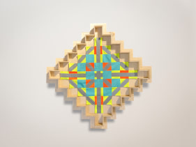 Christopher Joshua Benton  Tailor, Carpenter, Construction Worker, Artist  Construction worker uniform, wood  37.80h x 37.80w in  Framed: 51.57h x 51.57w in