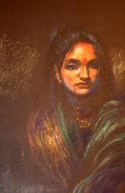 Bikash Bhattacharjee WOMAN IN DARKNESS Oil and pastel on board 30 x 20 in.