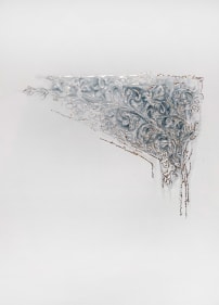 Najmun Nahar Keya  Corinthian Dhaka (30)  2019  Charcoal, graphite, rabbit skin glue, silver, on Fabriano archival paper  28 x 20 in