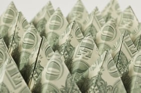 Abdullah M. I. Syed  Topography (Detail)  2017  Folded U.S. $1 banknotes and staple pins  24 x 24 x 2 in