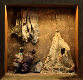 Sudipta Das  Shelter - 2, 2019  Hanji Paper, Rice Paper, Water Color on Board  13.19h x 13.19w x 5.31d in