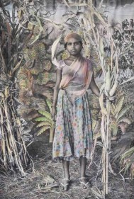 Waswo X. Waswo Girl with Field Corn 2015 Hand-colored b/w photograph on paper 24 x 16 in.