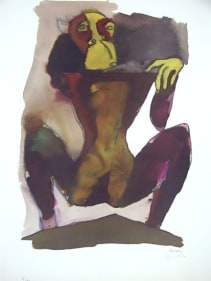 M.F Husain Hanuman-Hanuman on Mountain ND serigraph 24 x 18 in.