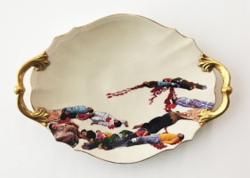 Adeela Suleman Untitled (Serving Dish - 1) 2017 Found vintage ceramic plate with enamel paint and hardener 11 x 14 in.