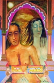 Anjolie Ela Menon UNTITLED (TWO FIGURES) 2013 Mixed media on masonite 40 x 28 in.