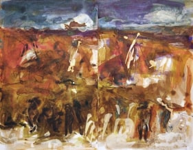 S.D. Shukla PAINTING 3 (DIPTYCH) 2007 Ink on paper 11 x 14 in.  SOLD