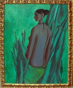 B. Prabha WAITING ND Oil on canvas 38 x 27 in.