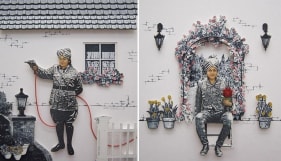 Sara Khan AAB-O-GUL (THE WET BLOSSOM) 2011 Gouache, digital print and mixed media on wasli 14 x 25 in.