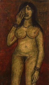 F.N. Souza NUDE 1961 Oil on board 51.5 x 30 in.