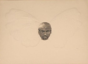 Ashim Purkayastha UNTITLED (FACE WITH WINGS) Watercolor and Ink on paper 22 x 30 in.  SOLD