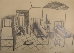 M.F. Husain 3 BEDS 2 FIGURES 1958 Pencil on paper 10.5 x 13.5 in.