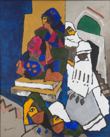M. F. Husain   Women from Yemen, 2006  Acrylic on canvas  58.50 x 46.50 in