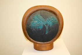 Ravinder Reddy HEAD 3 1996 Pigment and gold leaf on terracotta 25 x 16 x 16 in. Previously exhibited in 'Modern India' 2008 at the Institut Valenci&agrave; d'Art Modern, Spain