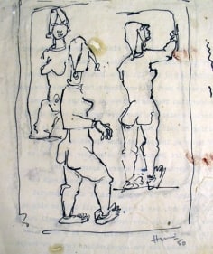 M. F. Husain Untitled (Three Women) 1950 Ink on paper 6 x 5.5 in.