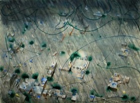 Indrapramit Roy THE DELUGE 2006 Watercolor on paper 40 x 55 in.